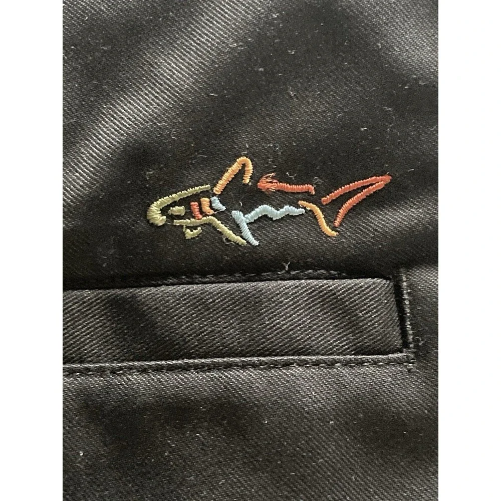 Greg Norman for Tasso Ella Golf Shorts Size 34 Logo Black Excellent Condition